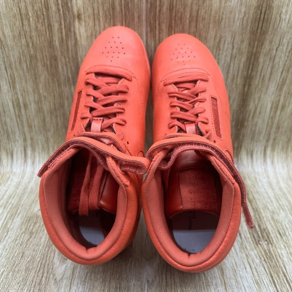 Reebok Freestyle Hi Women's Size 7 Athletic High Top Sneaker Orange Shoes CN5540